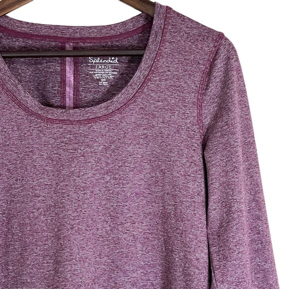 Splendid Women Size L Active Fitted Top Long Sleeves Round Neck Uneven Hi-Lo Hem - Picture 3 of 14